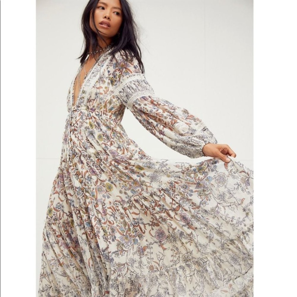 NEW free people cassis chiffon maxi dress